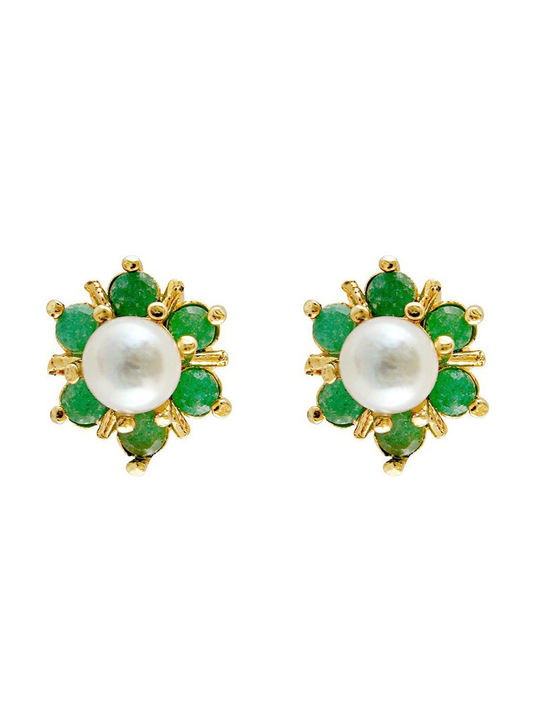 

Sri Jagdamba Pearls Dealer Gold-Plated Contemporary Pearl Antique Studs, White