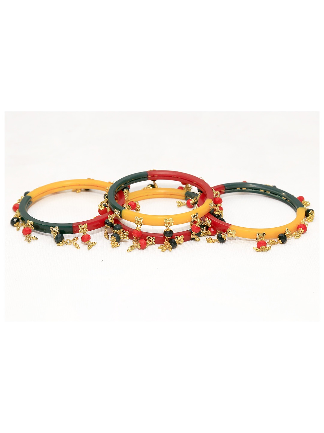 

Zindura Set Of 4 Gold-Plated Crystal Studded Bangles