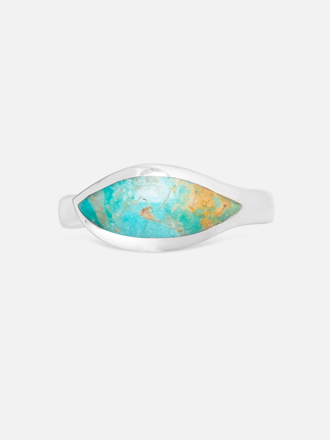 

Mia by Tanishq Turquoise Stone-Studded Adjustable Finger Ring, Silver