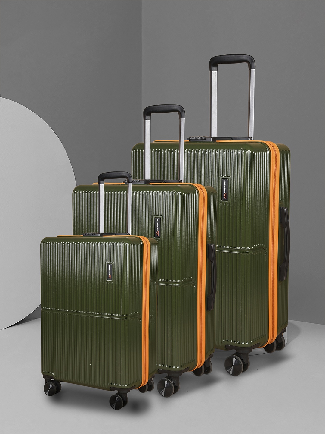 

MOVE-MEANT Glide 8 wheel Hard Small, Medium & Large Trolley Suitcase-55,66 & 75 Cm, Green