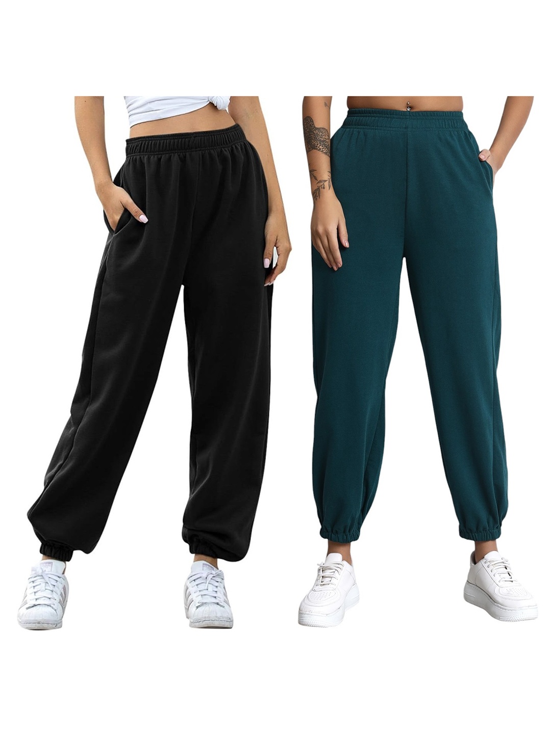 

Q-rious Women Pack Of 2 Loose Fit Joggers, Black