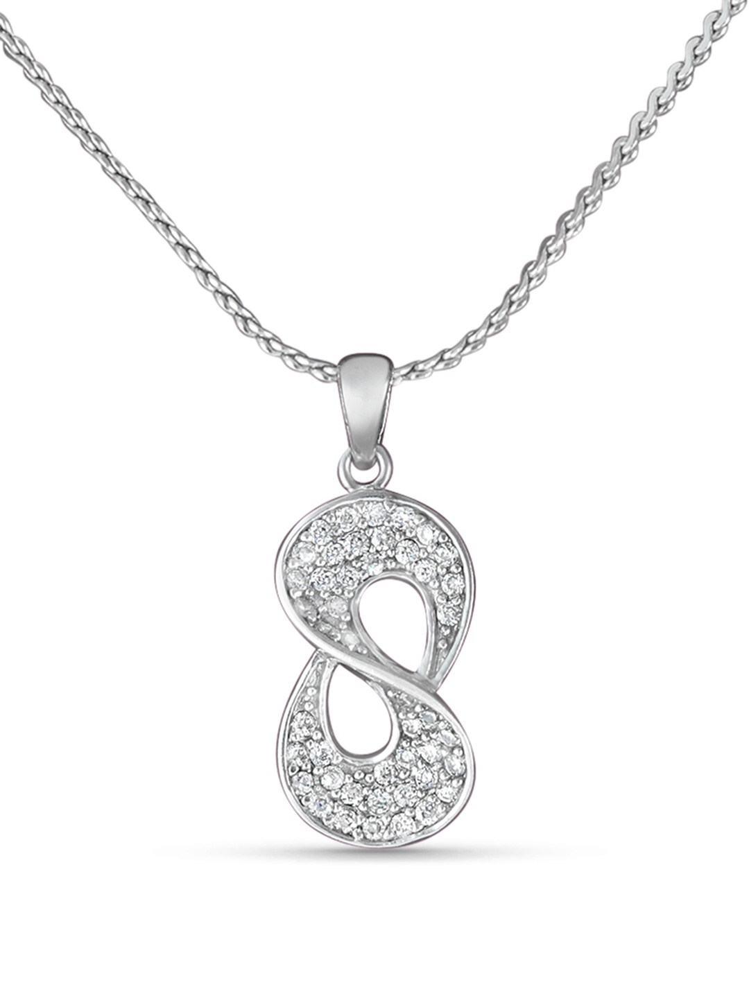 

Tuanz Silver Jewelry Unisex 925 Sterling Silver Rhodium-Plated CZ-Studded Yuva 8 Pendant