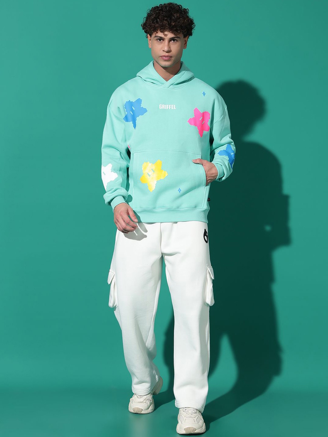 

GRIFFEL Men Hooded Sweatshirt & Trackpant, Sea green