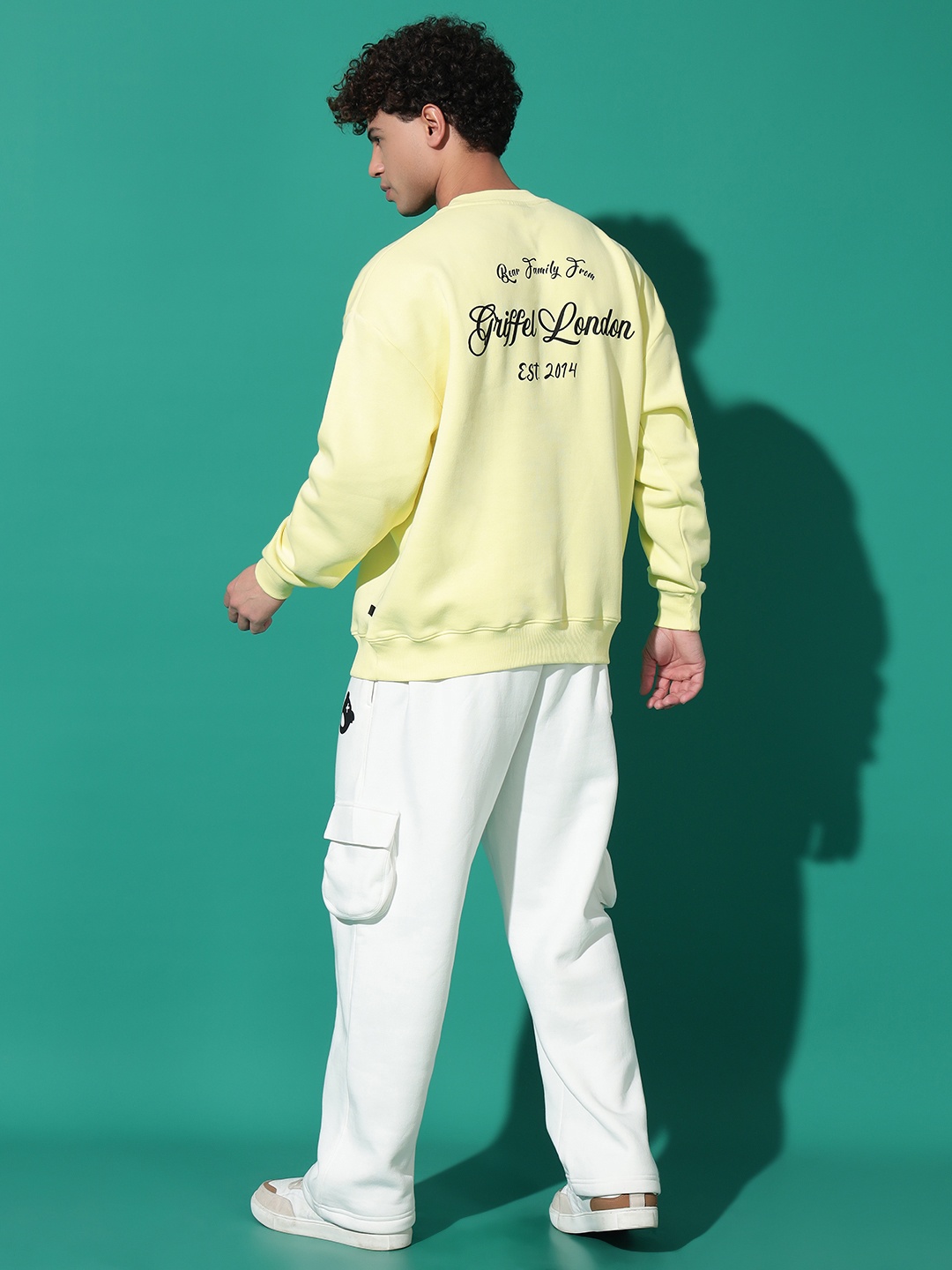 

GRIFFEL Men Printed Sweatshirt with Track Pants, Yellow