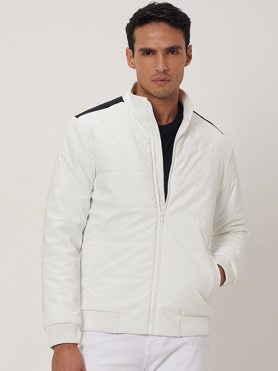 

Mufti Mock Collar Quilted Jacket, White