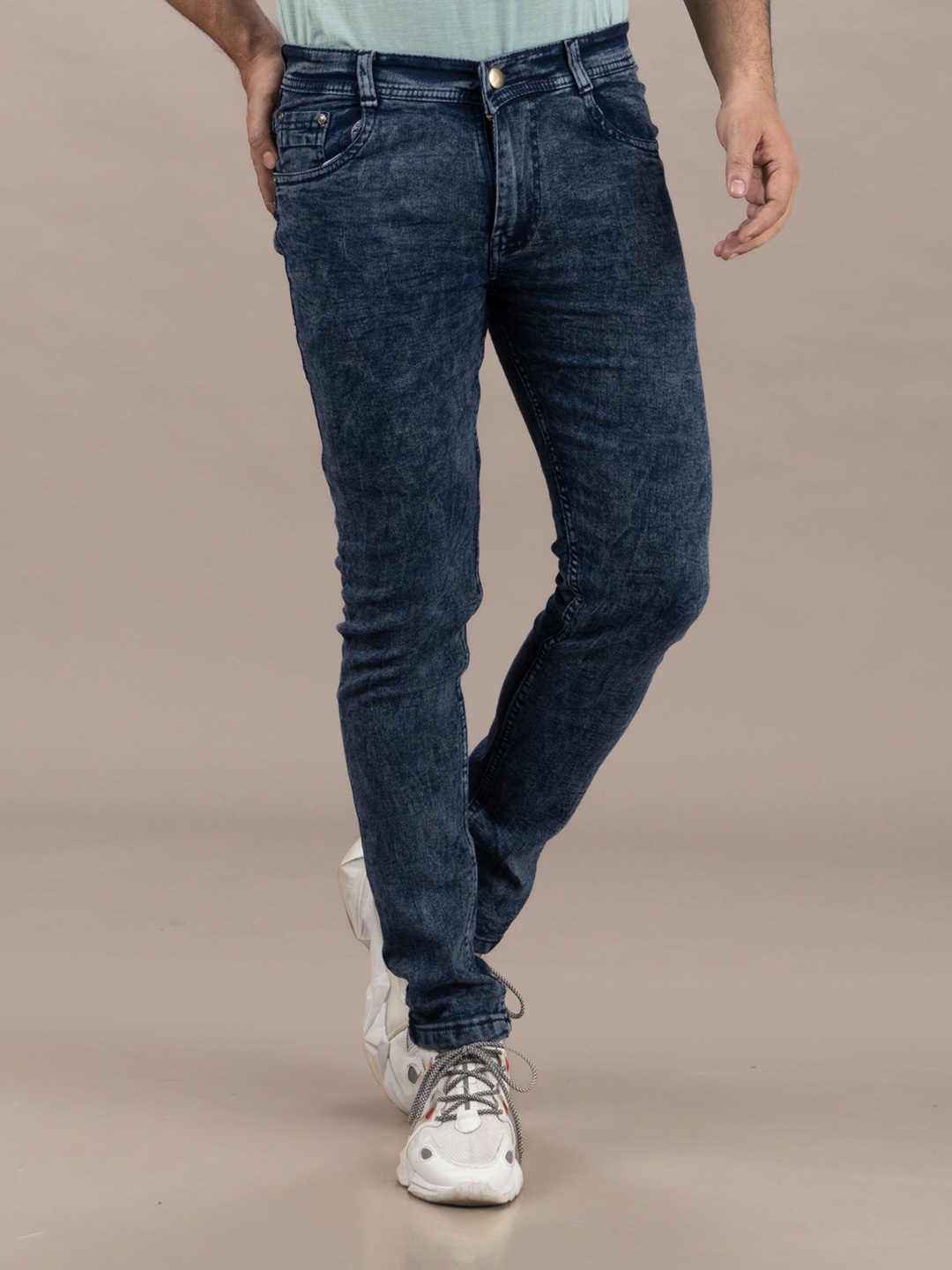 

MARSH-X Men Comfort Cotton Mid-Rise Slim Fit Jeans, Grey