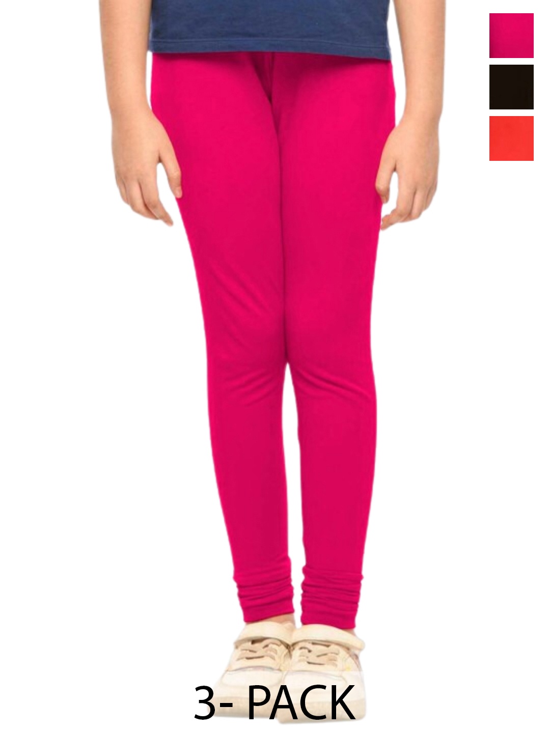 

Tik Tok WEARS Girls Pack Of 3 Churidar Length Leggings, Pink