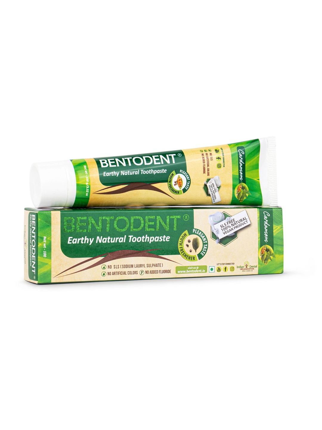 

BENTODENT Cardamom Natural Earthy Toothpaste - 100 g, Green