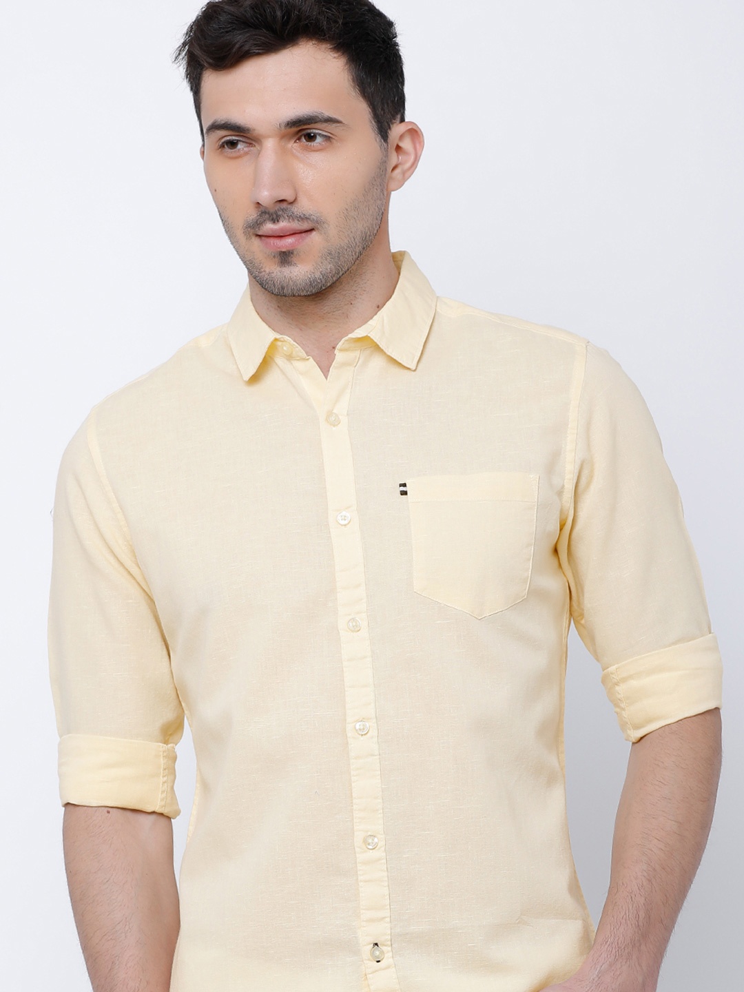 

Highlander Men Dusty Slim Fit Solid Casual Shirt, Yellow