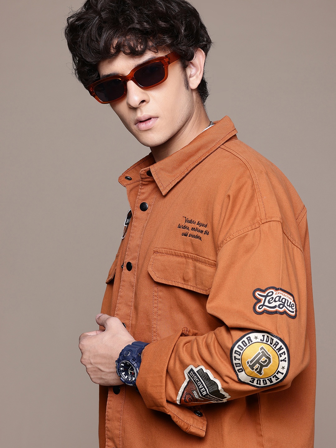 

The Roadster Lifestyle Co. Men Pure Cotton Twill Tailored Jacket, Rust