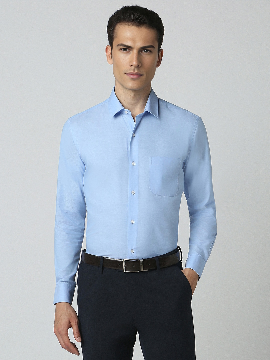 

Peter England Opaque Cotton Formal Shirt, Blue