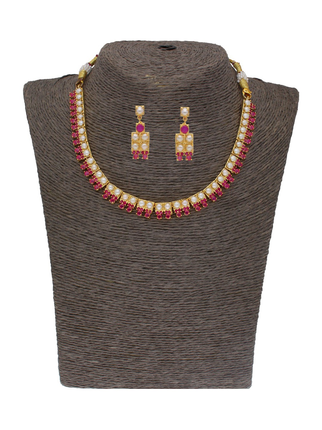 

Sri Jagdamba Pearls Dealer Gold-Plated Stone-Studded & Beaded Jewellery Set
