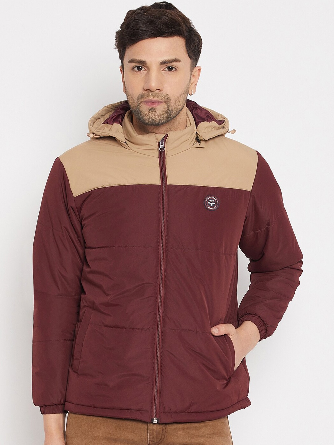 

Duke Colourblocked Long Sleeves Puffer Jacket, Maroon