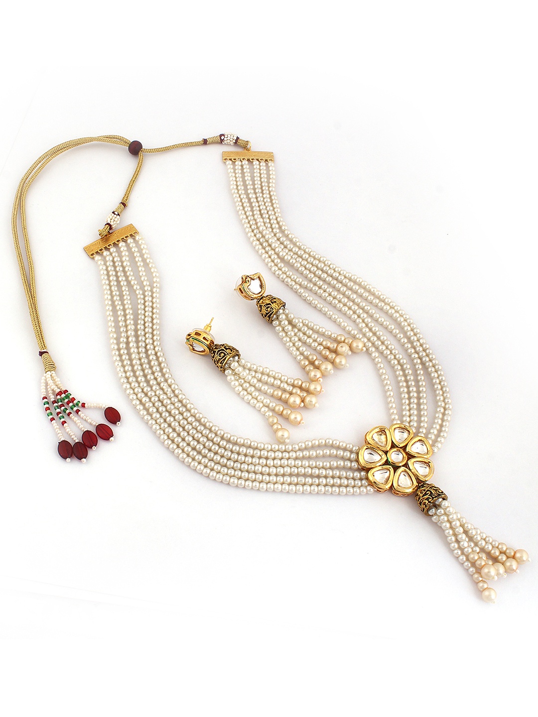 

ahoora Gold-Plated Crystals Studded Layered Jewellery Set