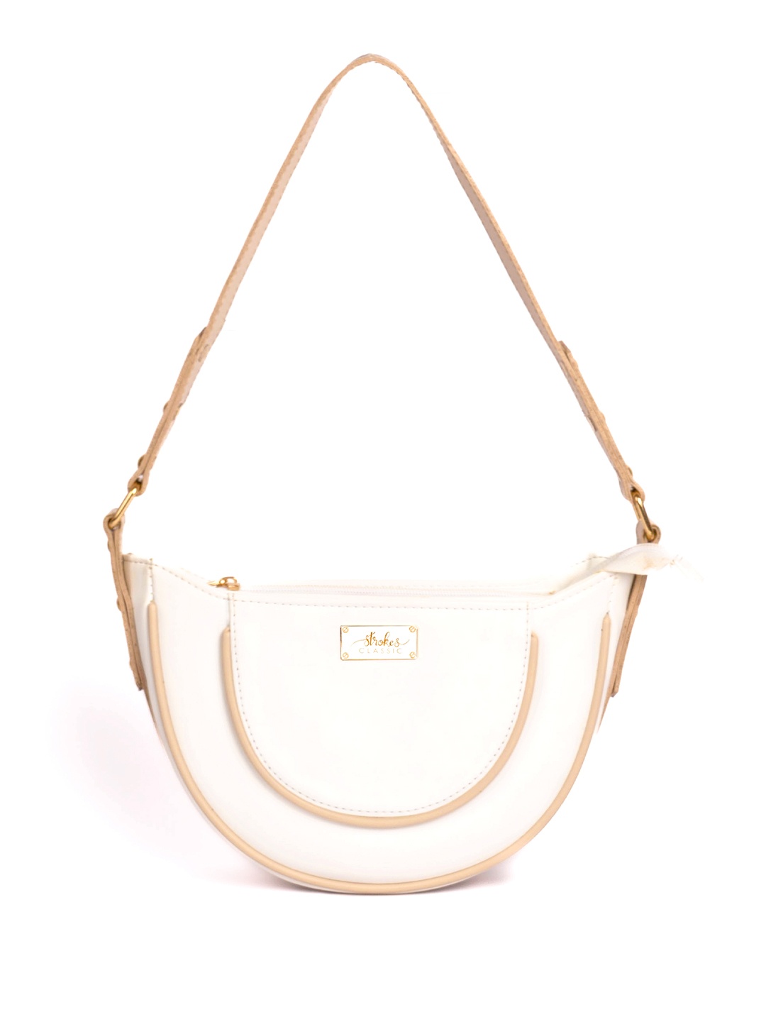 

Strokes by Namrata Mehta Women Solid Half Moon Shoulder Bag, White