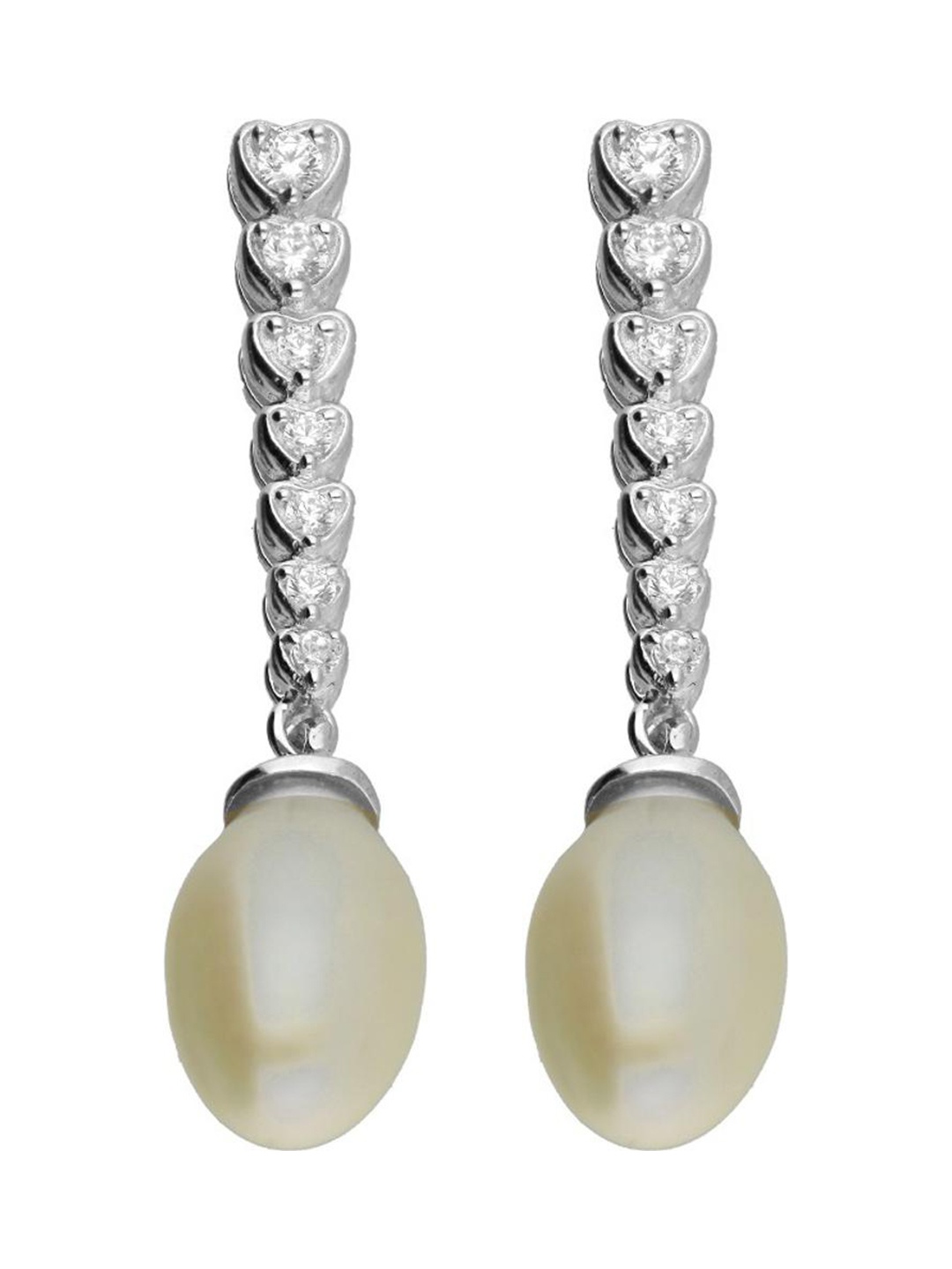 

Sri Jagdamba Pearls Dealer Sterling Silver-Plated Contemporary Pearl Drop Earrings, White