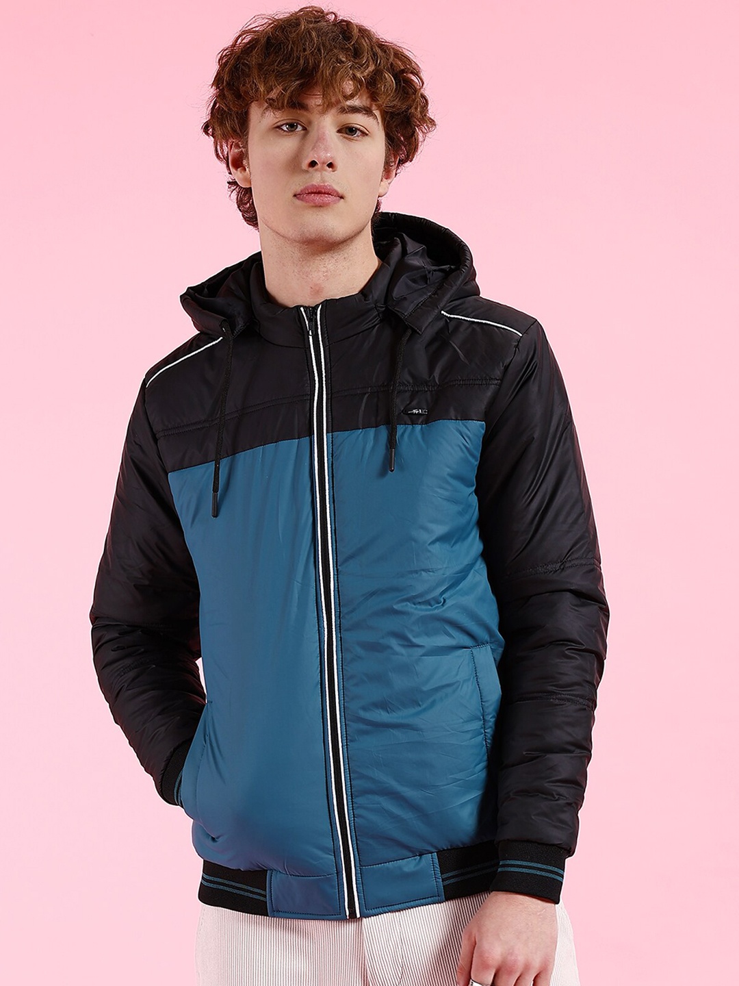 

The Indian Garage Co Colourblocked Lightweight Hooded Puffer Jacket, Teal