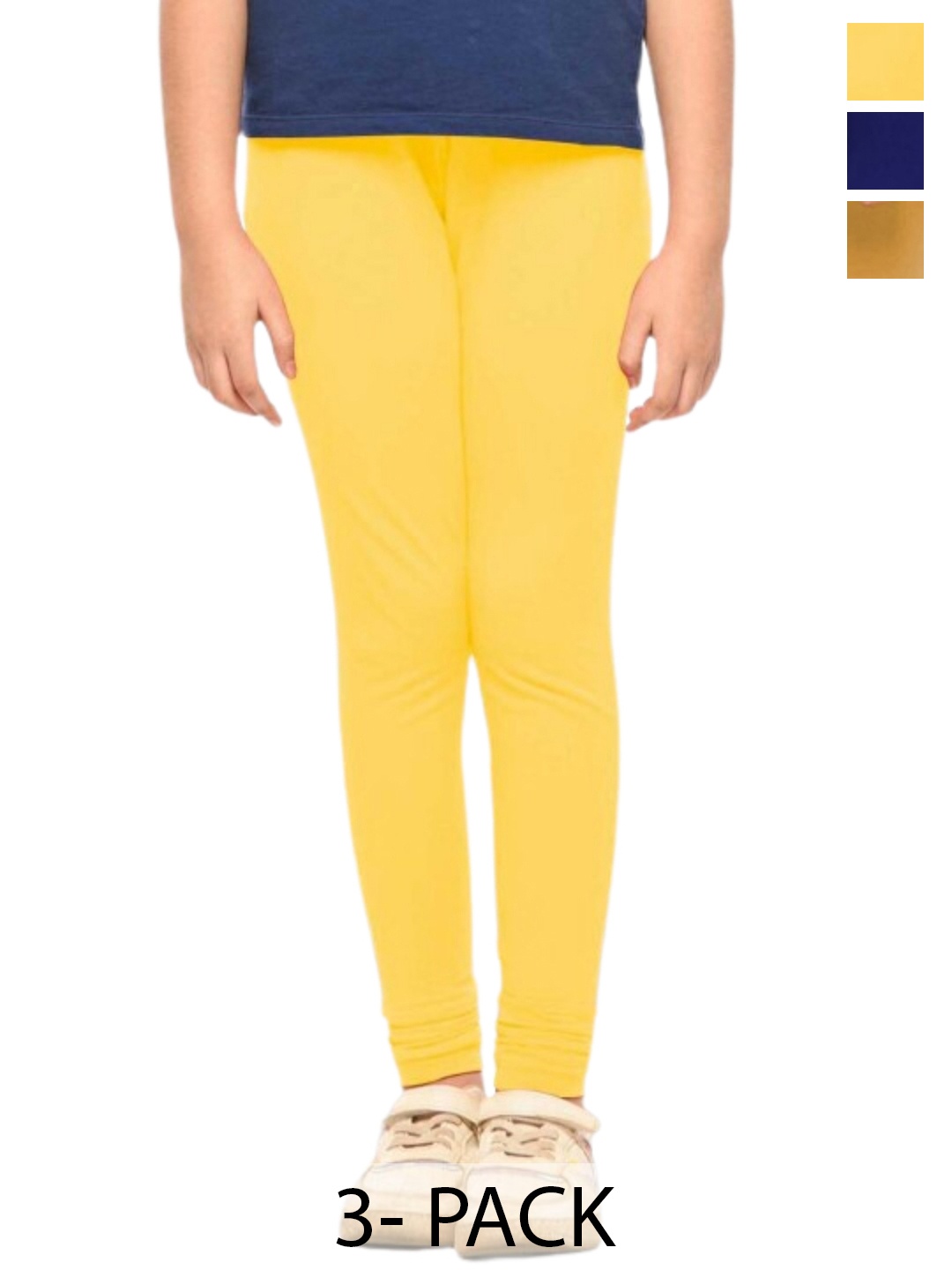 

Tik Tok WEARS Girls Pack Of 3 Mid-Rise Churidar-Length Leggings, Yellow