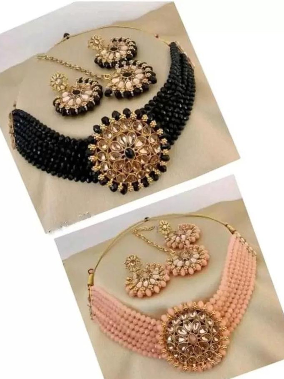 

JMBW INTERNATIONAL Gold-Plated Mother Of Pearl Studded Jewellery Set