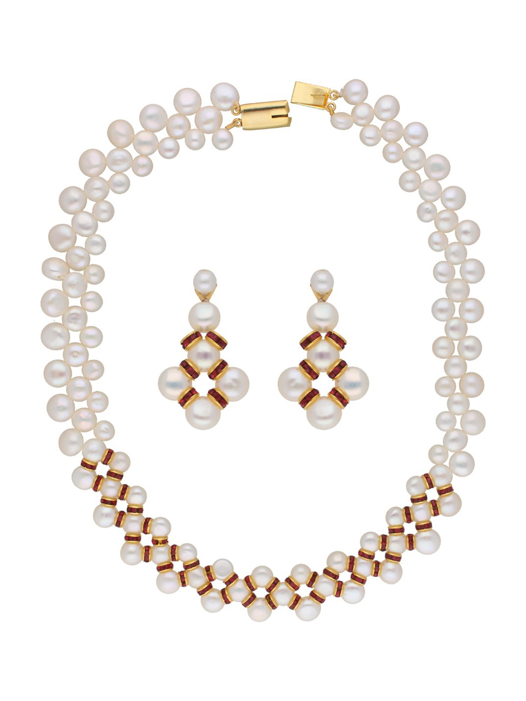 

Sri Jagdamba Pearls Dealer Gold-Plated Pearl Beaded Jewellery Set