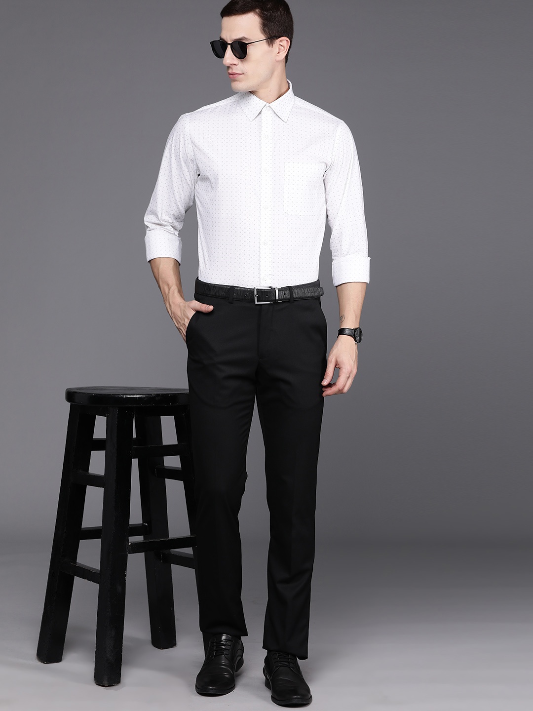 

Raymond Men Pure Cotton Micro Ditsy Slim Fit Formal Shirt, White