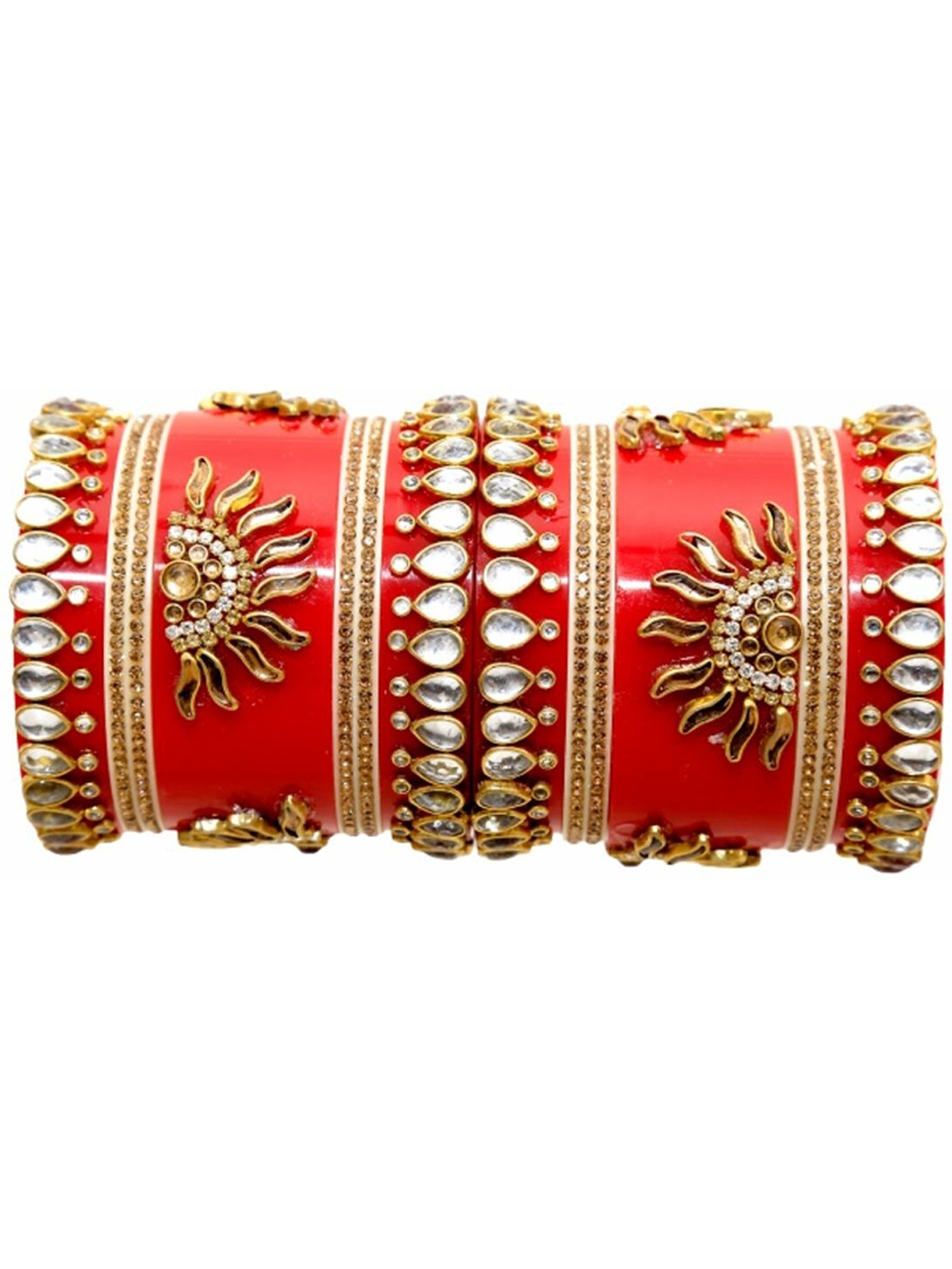 

Zindura Set Of 2 Gold Plated AD Stone Studded Bangles