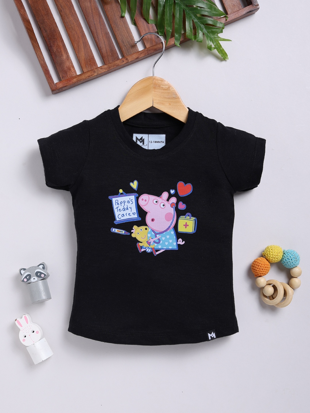 

YK X Minute Mirth Infant Girls Printed Cotton Top, Black