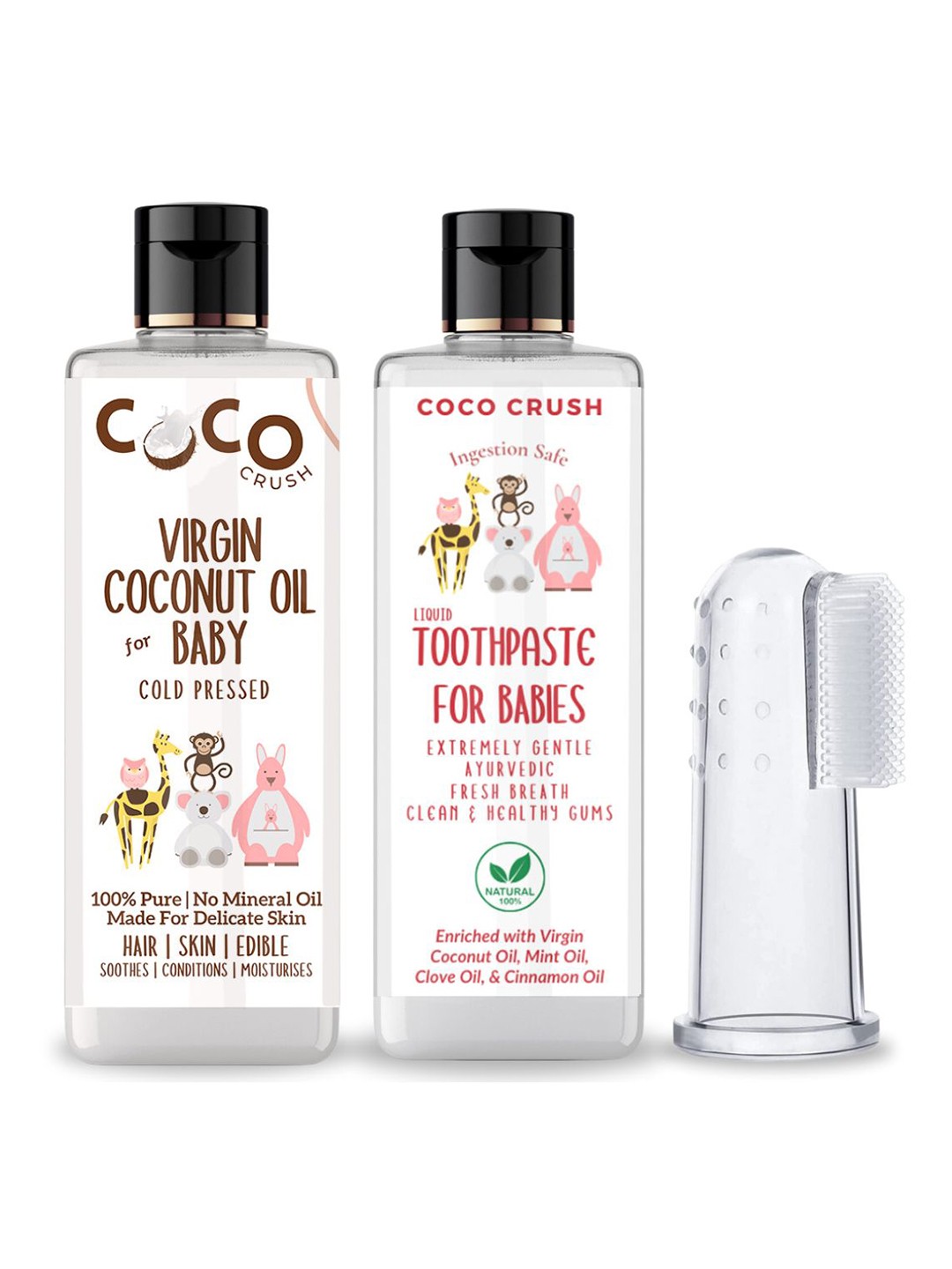 

Coco Crush Kids Set Of 3 Coconut Oil- 50 ml With Toothpaste- 200 ml & Toothbrush, Transparent