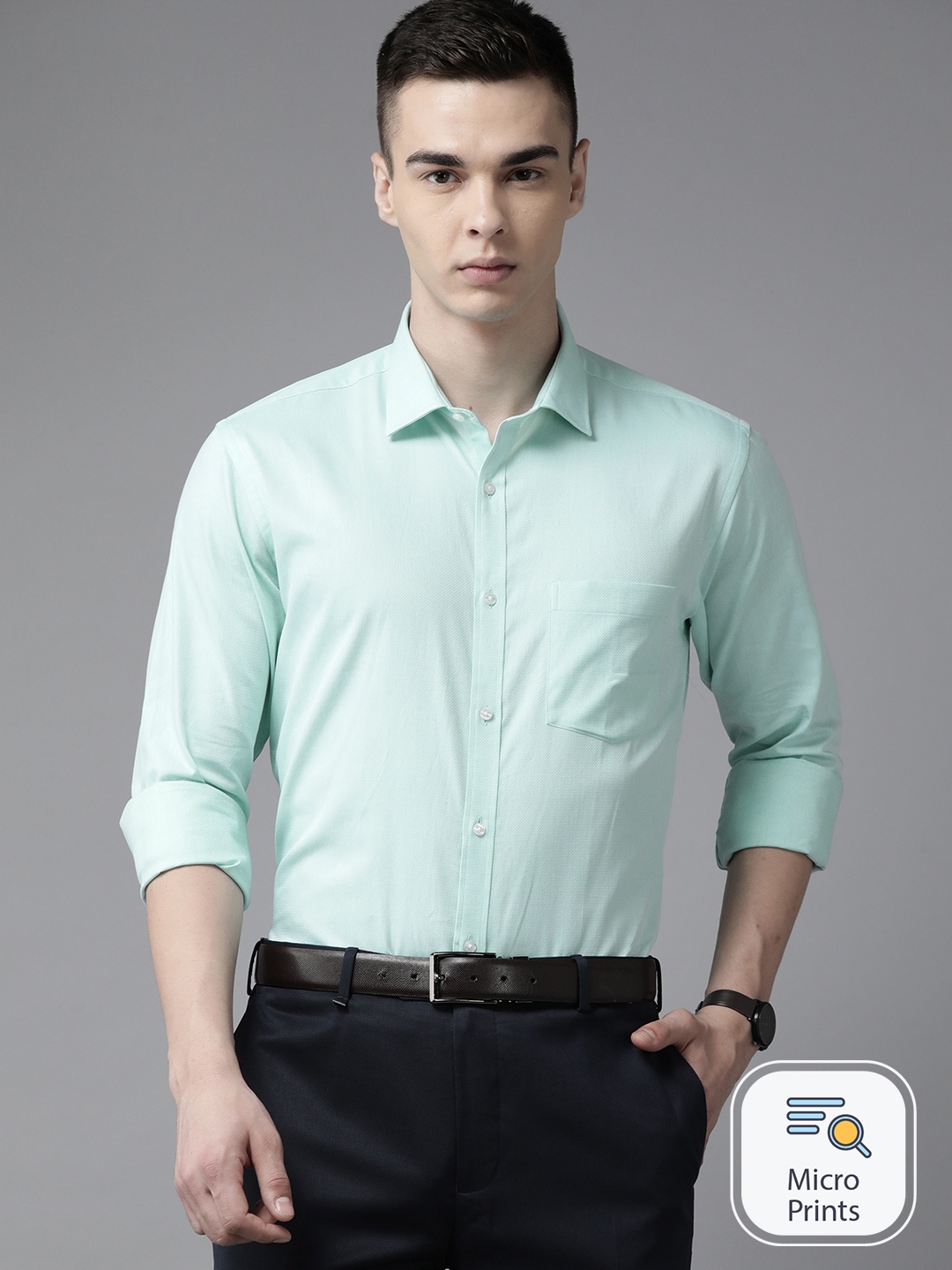 

Park Avenue Men Slim Fit Pure Cotton Formal Shirt, Green