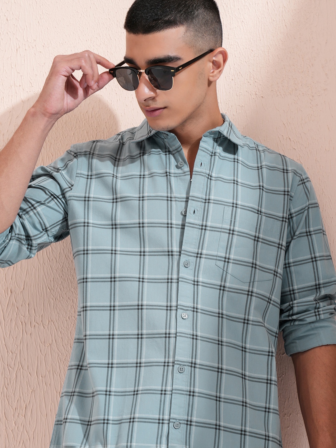 

Ketch Men Dusty Checked Casual Shirt, Blue