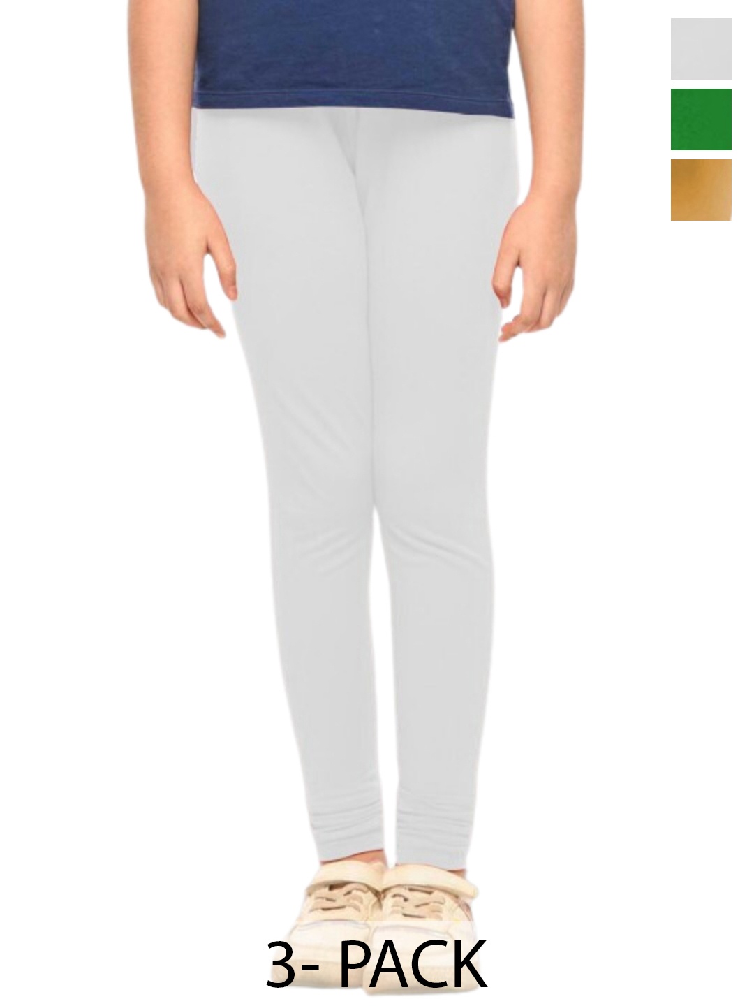 

Tik Tok WEARS Girls Pack Of 3 Churidar Length Leggings, White