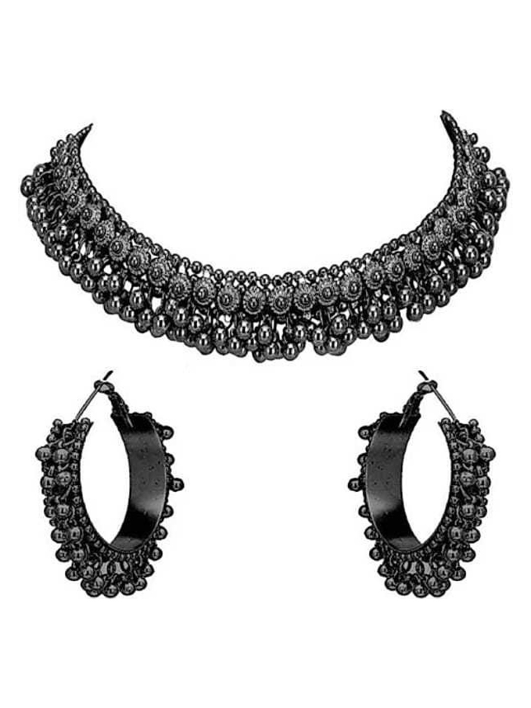 

JMBW INTERNATIONAL Oxidised Silver Necklace & Earrings