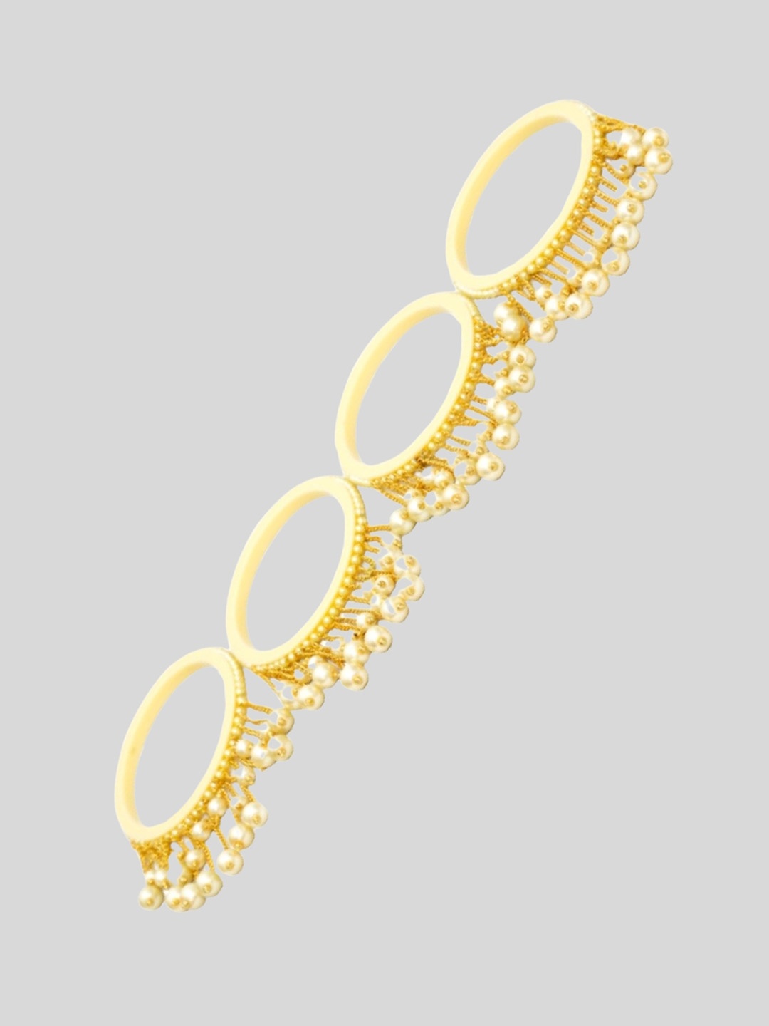 

Zindura Set Of 4 Gold-Plated Crystal Studded & Pearl Beaded Bangles