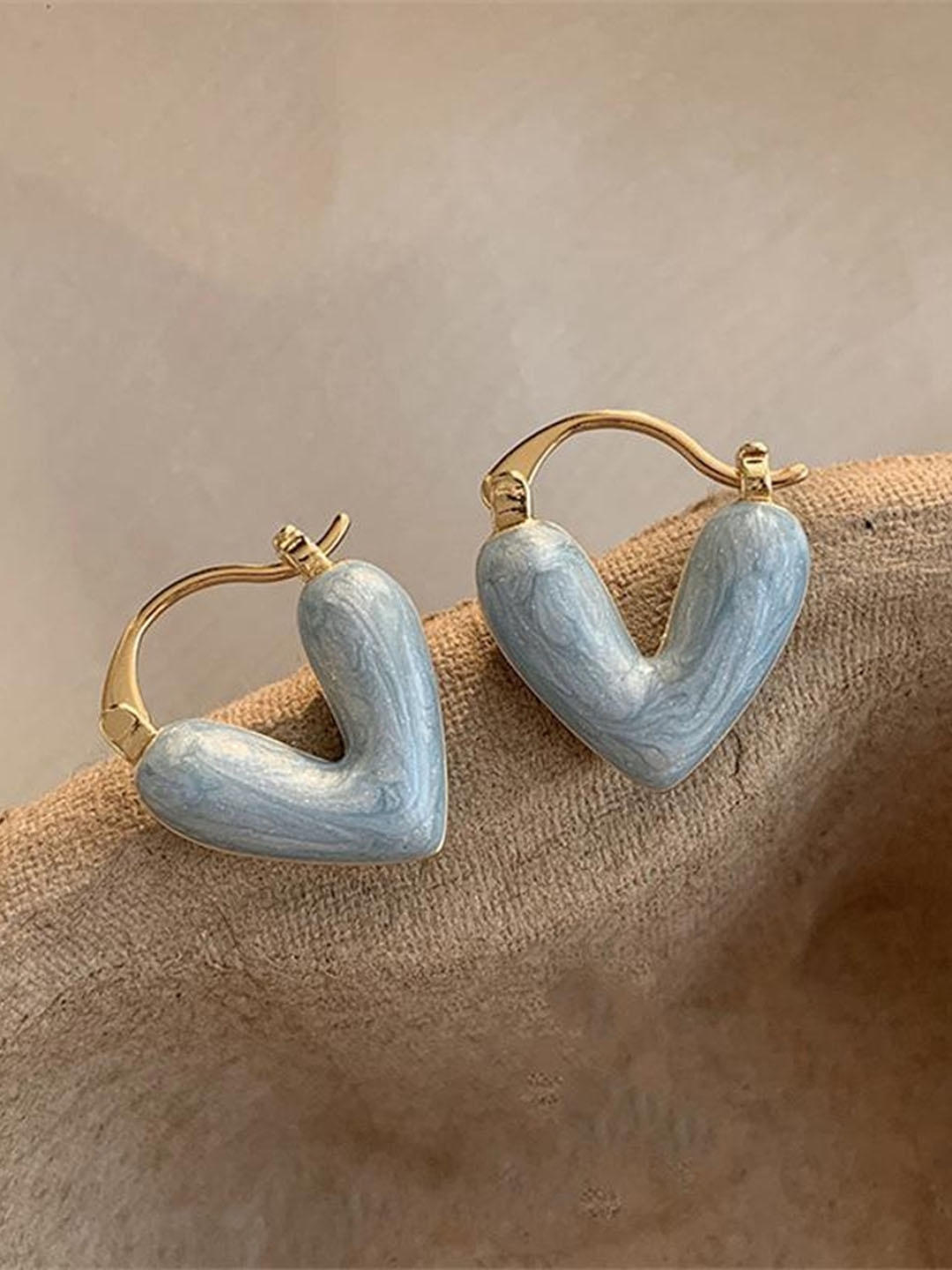 

Palli Creation Stainless Steel Gold-Plated Heart Shaped Hoop Earrings