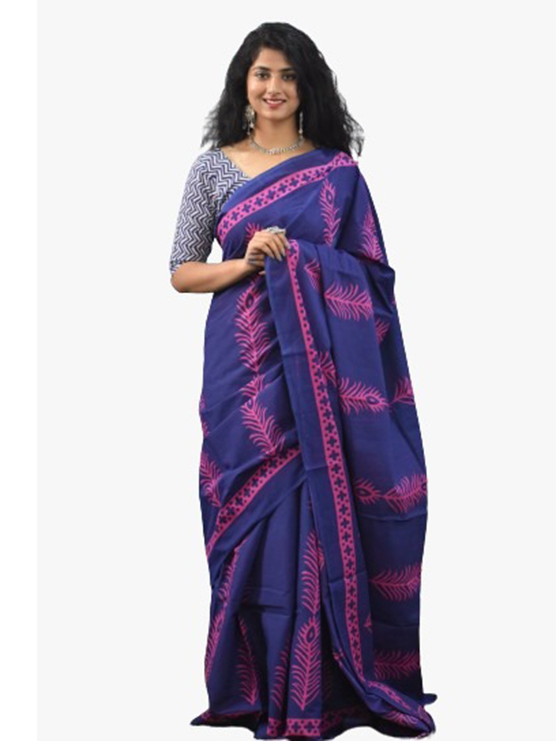 

TROPWEAR Ikat Ethnic Motif Pure Cotton Saree, Pink