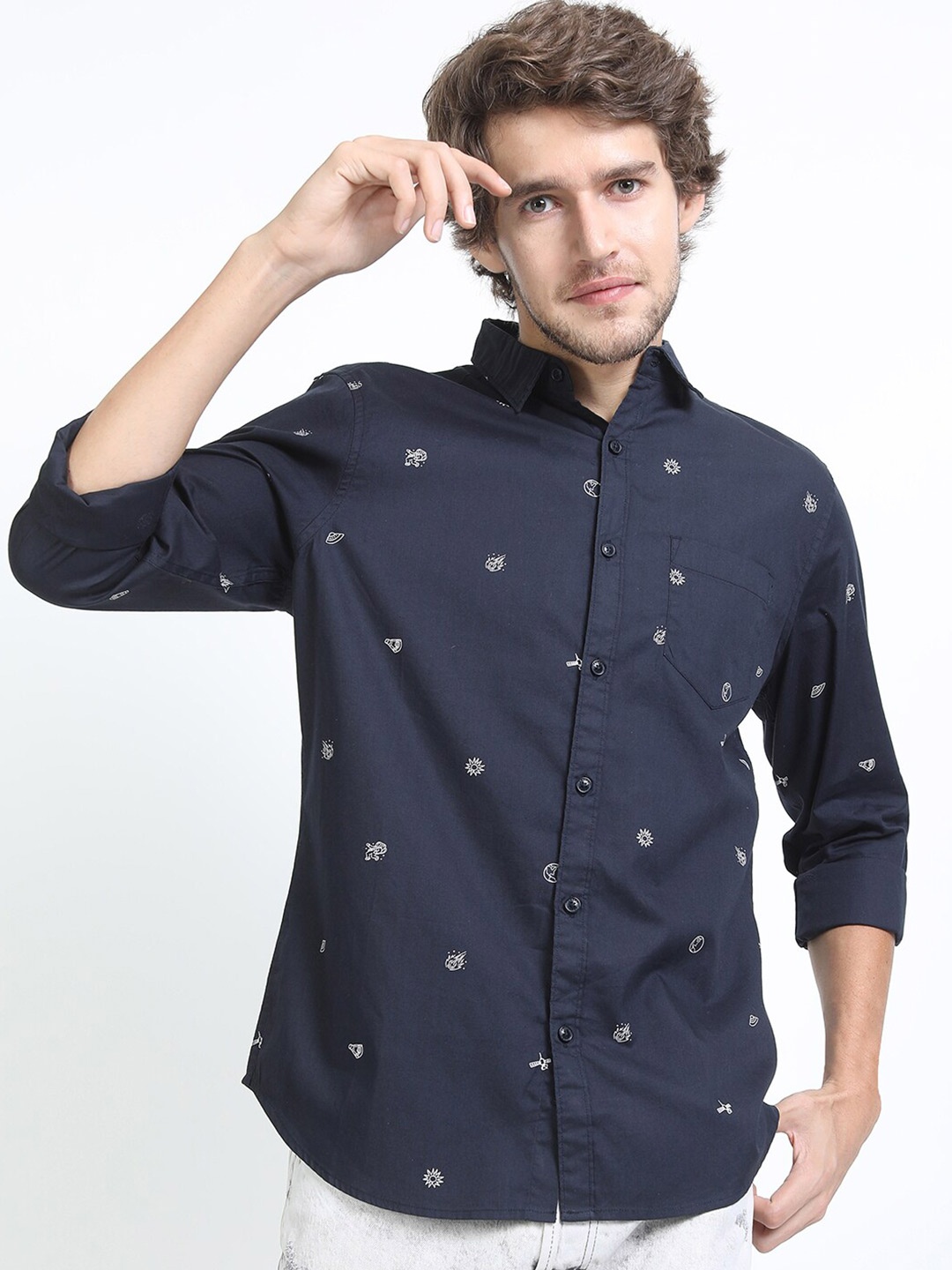 

KETCH Men Navy Blue Slim Fit Casual Shirt