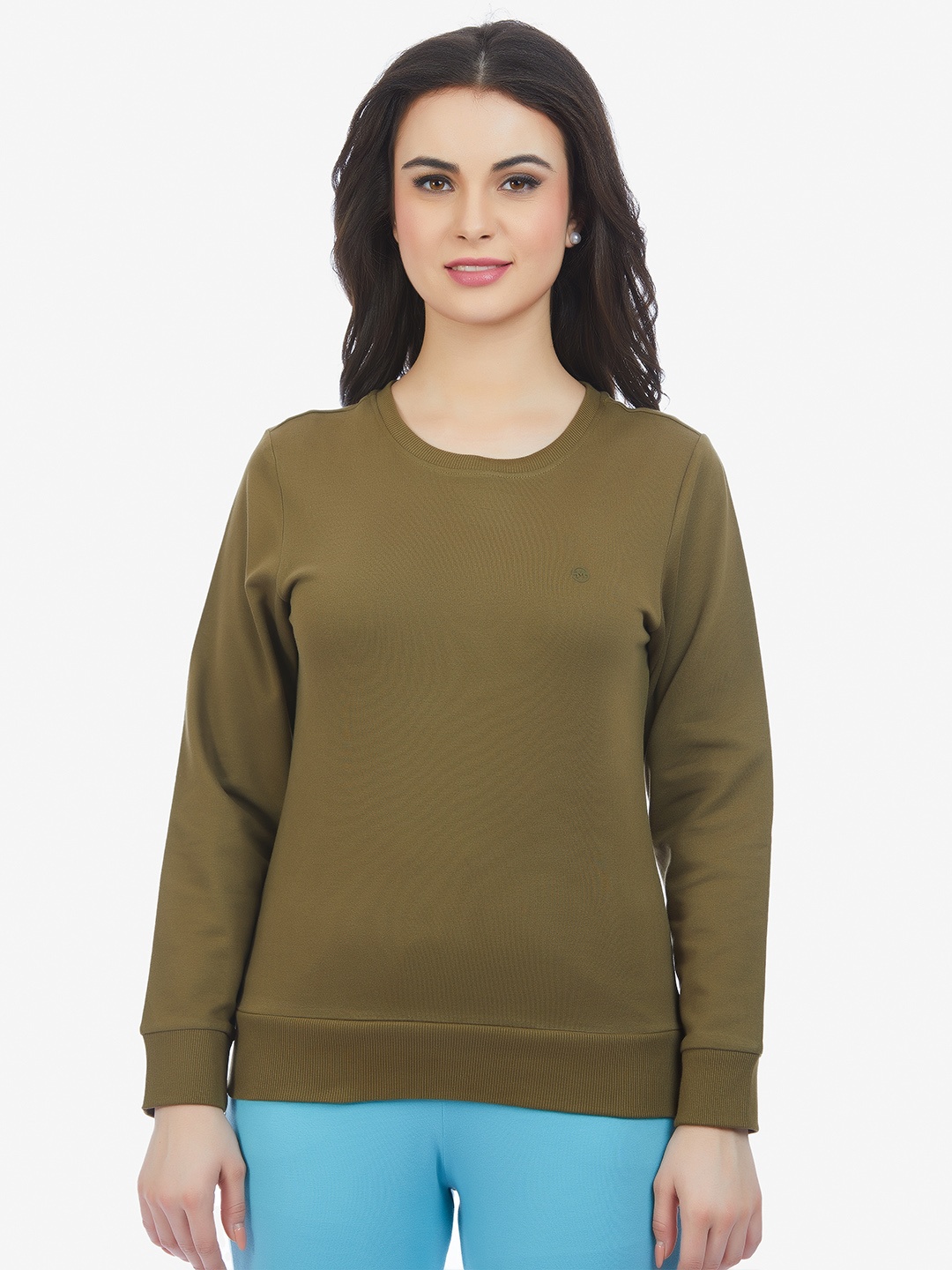 

MAYSIXTY Women Olive Green Sweatshirt