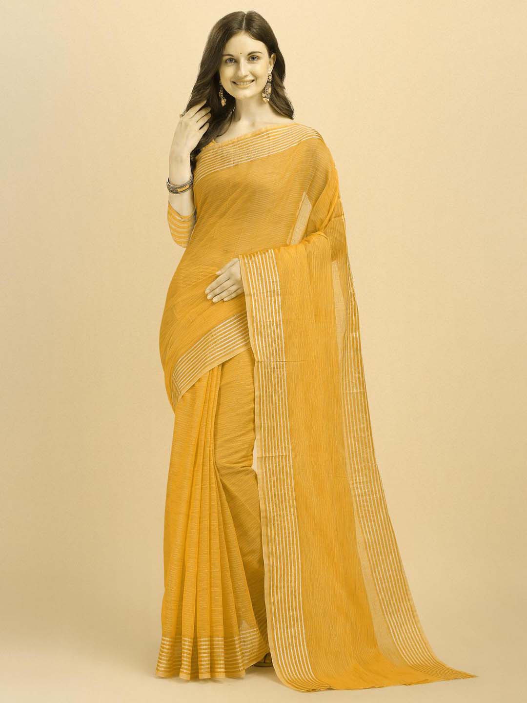 

LIMDO Yellow Woven Design Pure Silk Banarasi Saree