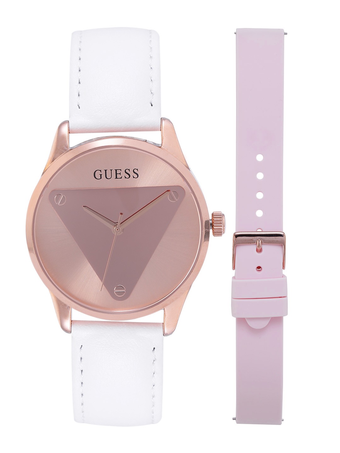 

GUESS Women Round Dial & Leather Straps Analogue Watch GW0642L2, Rose gold