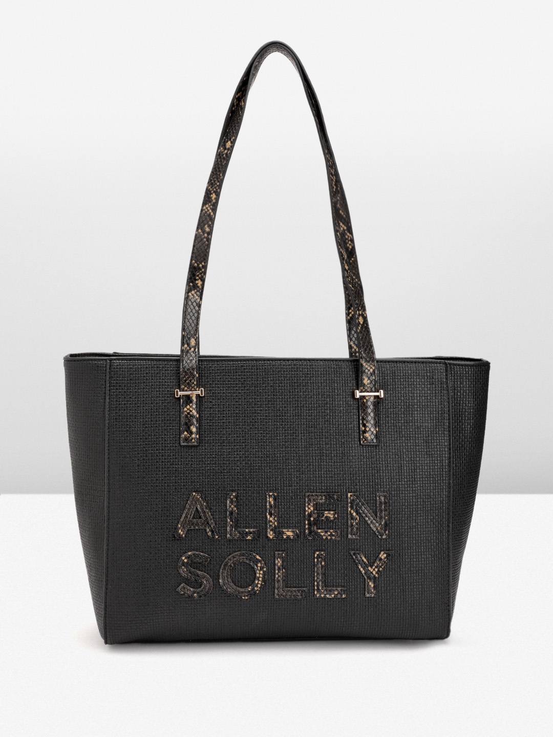 

Allen Solly Snake Skin Textured Structured Shoulder Bag with 14" Laptop Compartment, Black