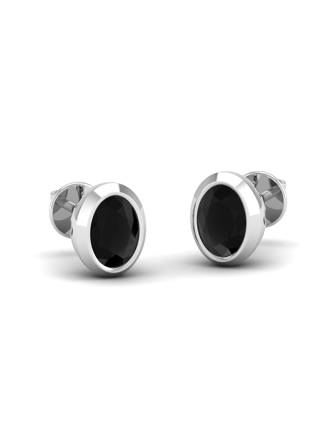 

AKSHAT SAPPHIRE Oval Studs Earrings, Black
