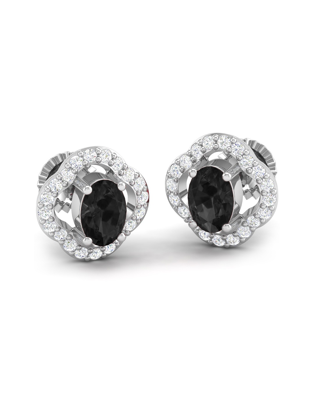 

AKSHAT SAPPHIRE 92.5 Sterling Silver Rhodium-Plated Cubic Zirconia Studded Studs