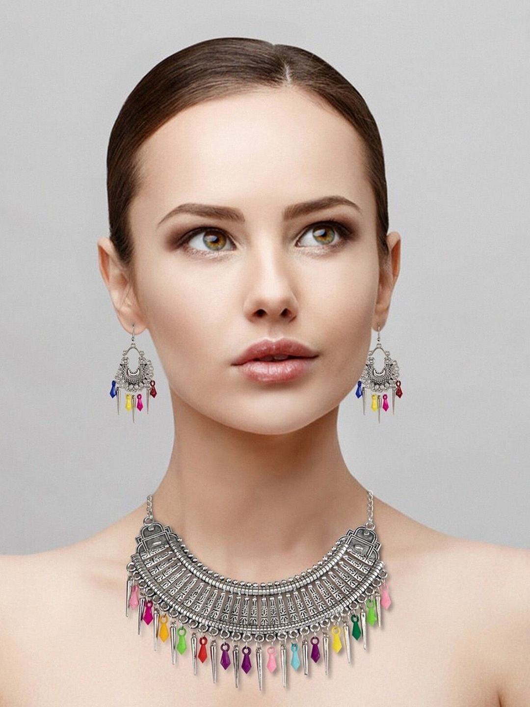 

Oxidized Heaven Sterling Silver Plated & Beaded Jewellery Set