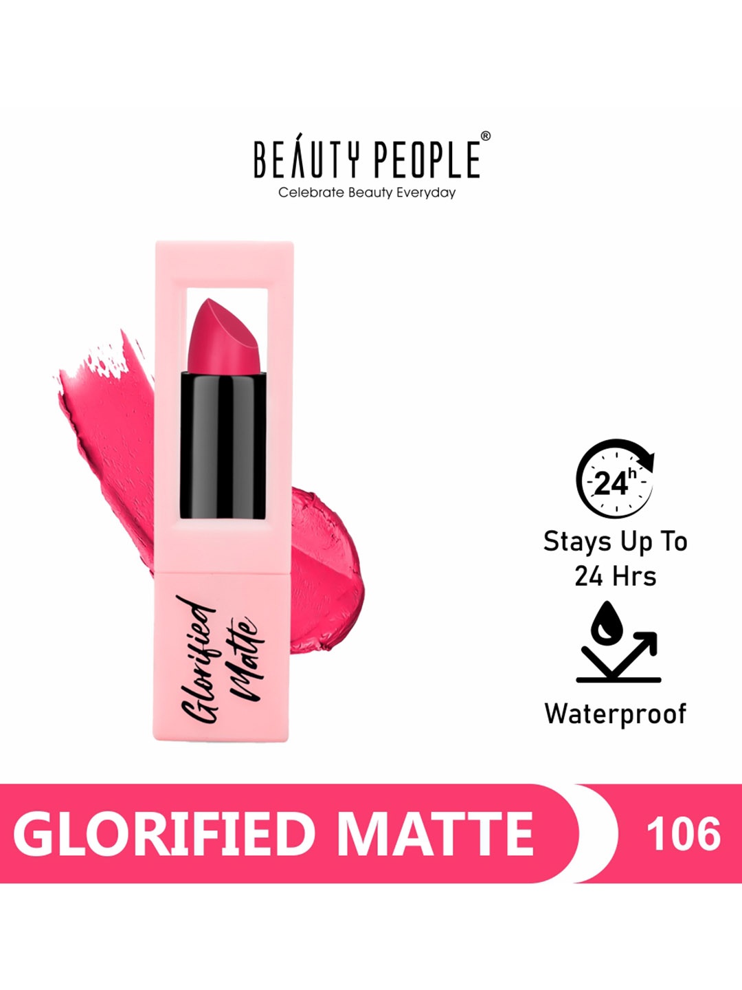 

Beauty People Glorified Matte Long Lasting Waterproof Creamy Lipstick - Scarlet Letter 106, Pink
