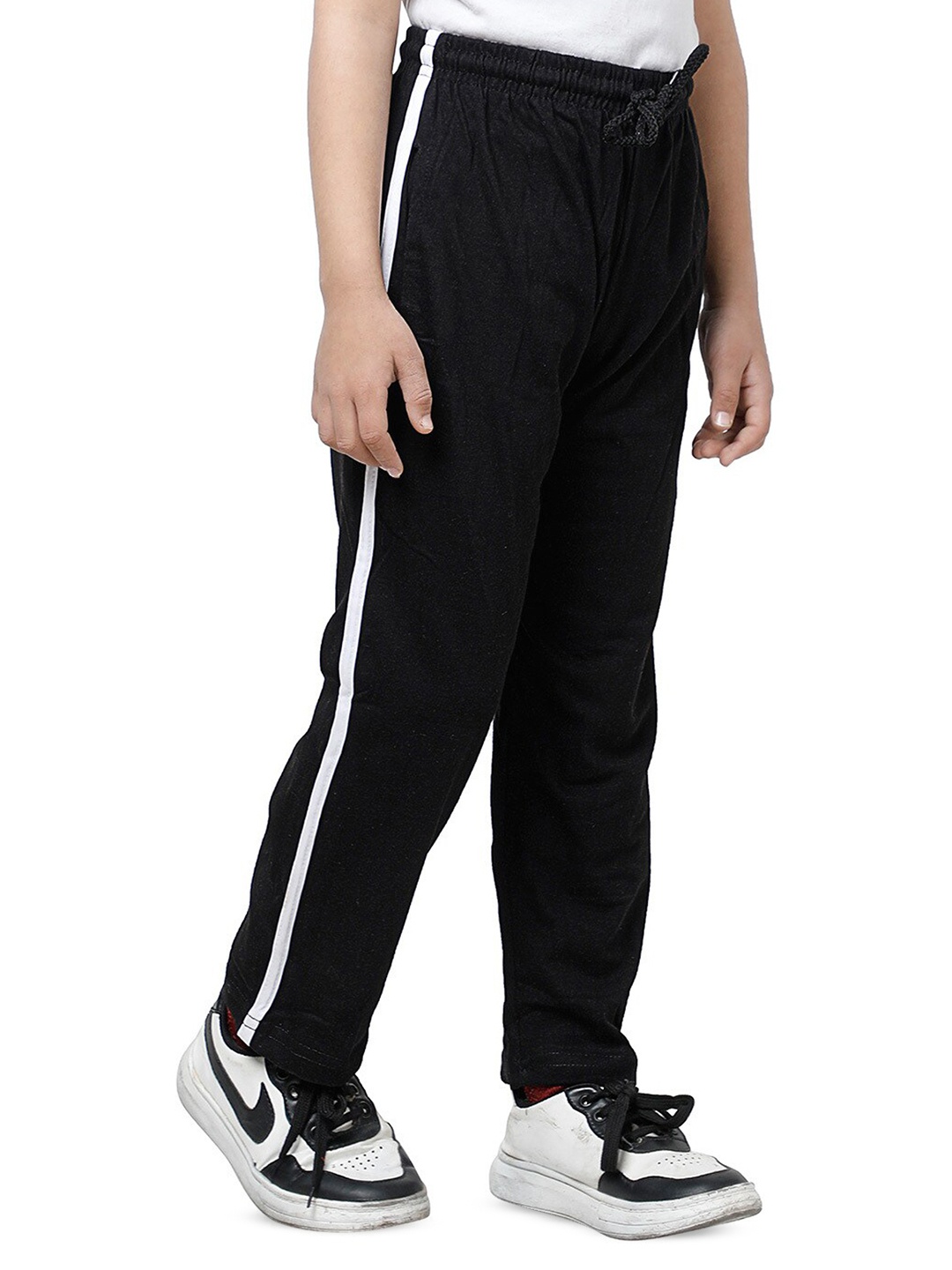 

Tik Tok WEARS Boys Pack Of 2 Relaxed Fit Striped Pure Cotton Track Pants, Black