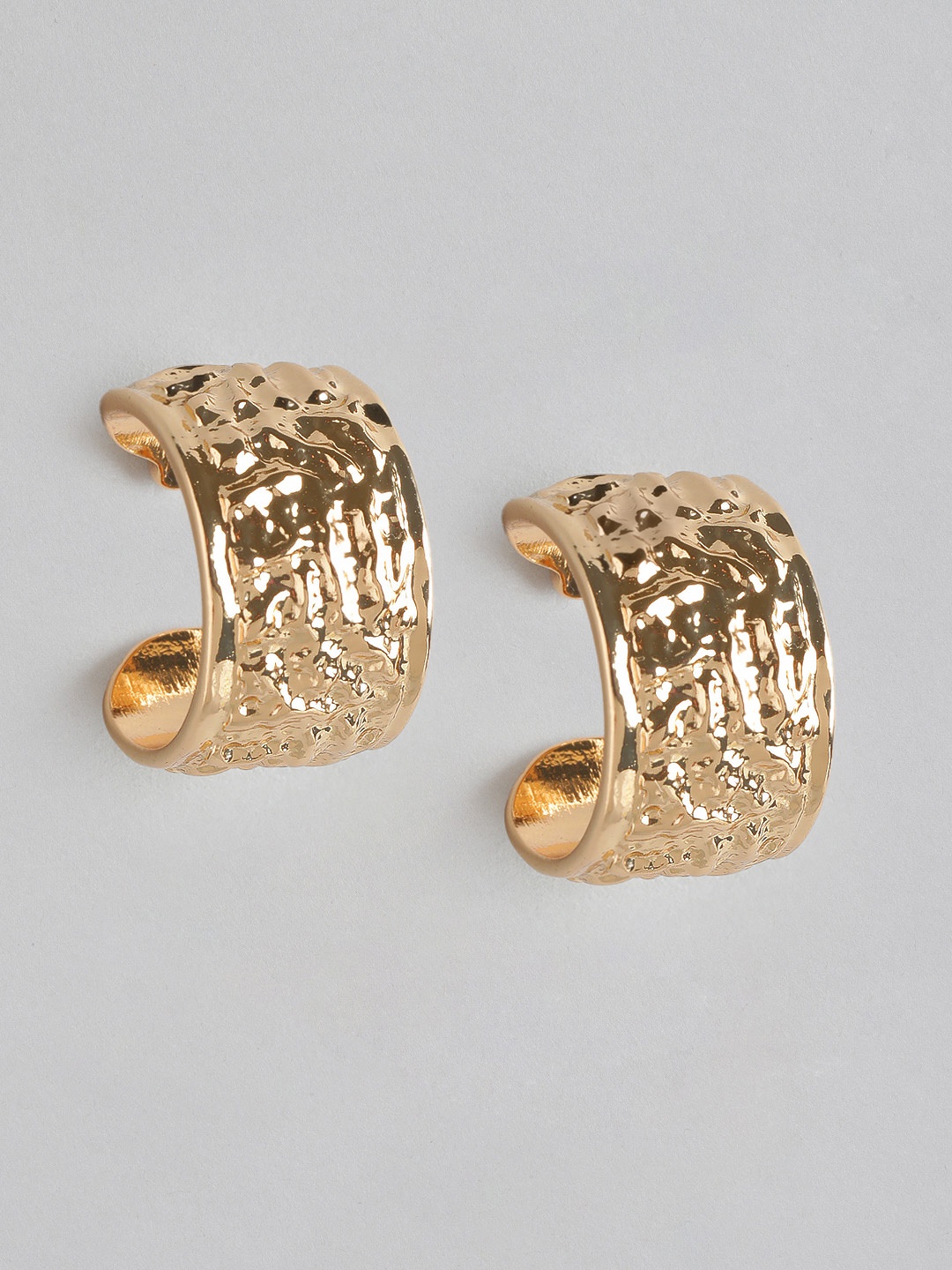 

Forever New Gold Plated Textured Classic Half Hoop Earrings