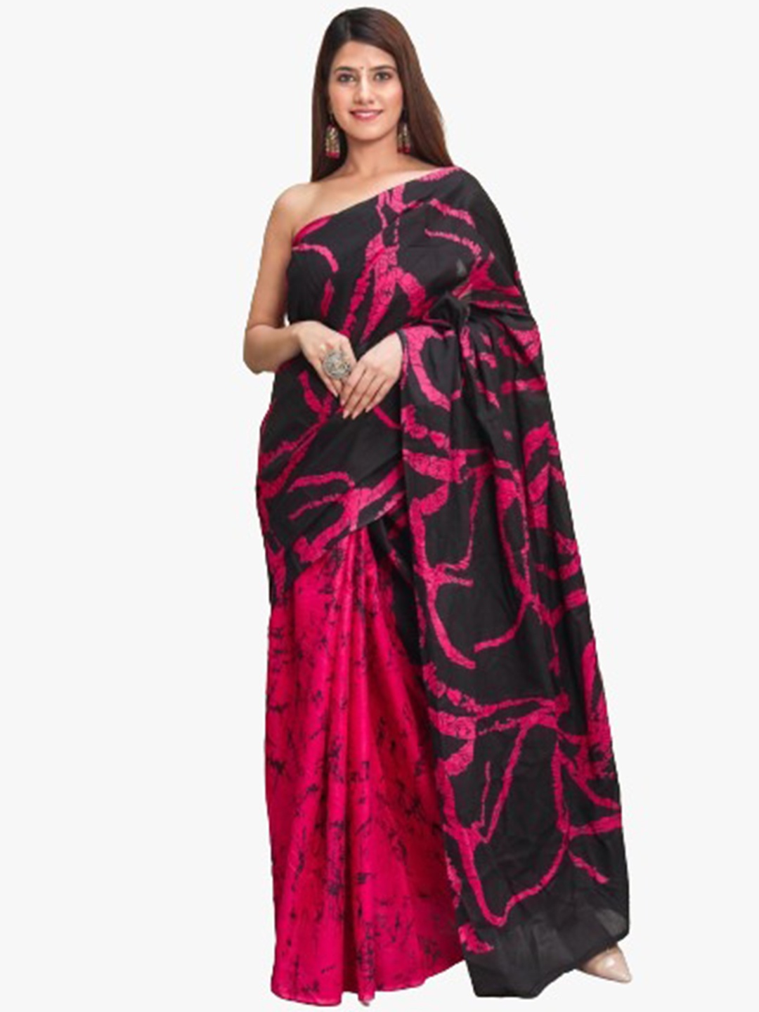 

JALTHER Pure Cotton Block Print Saree, Pink