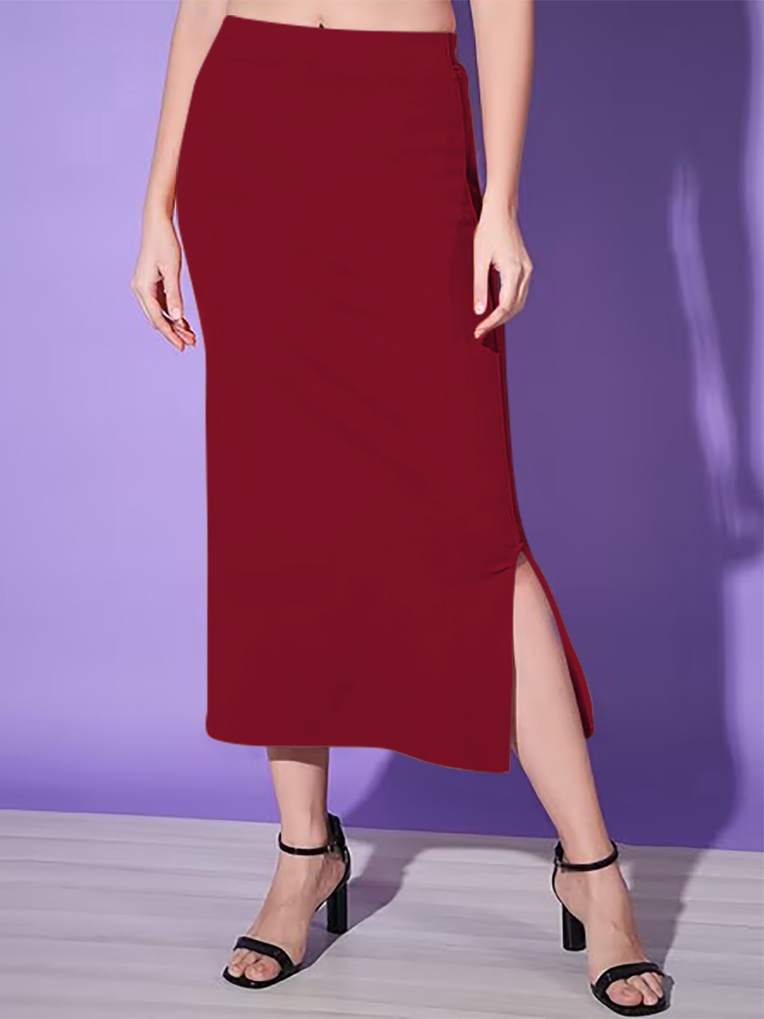 

Dream Beauty Fashion Solid Side Slit Pencil Midi Skirt, Maroon