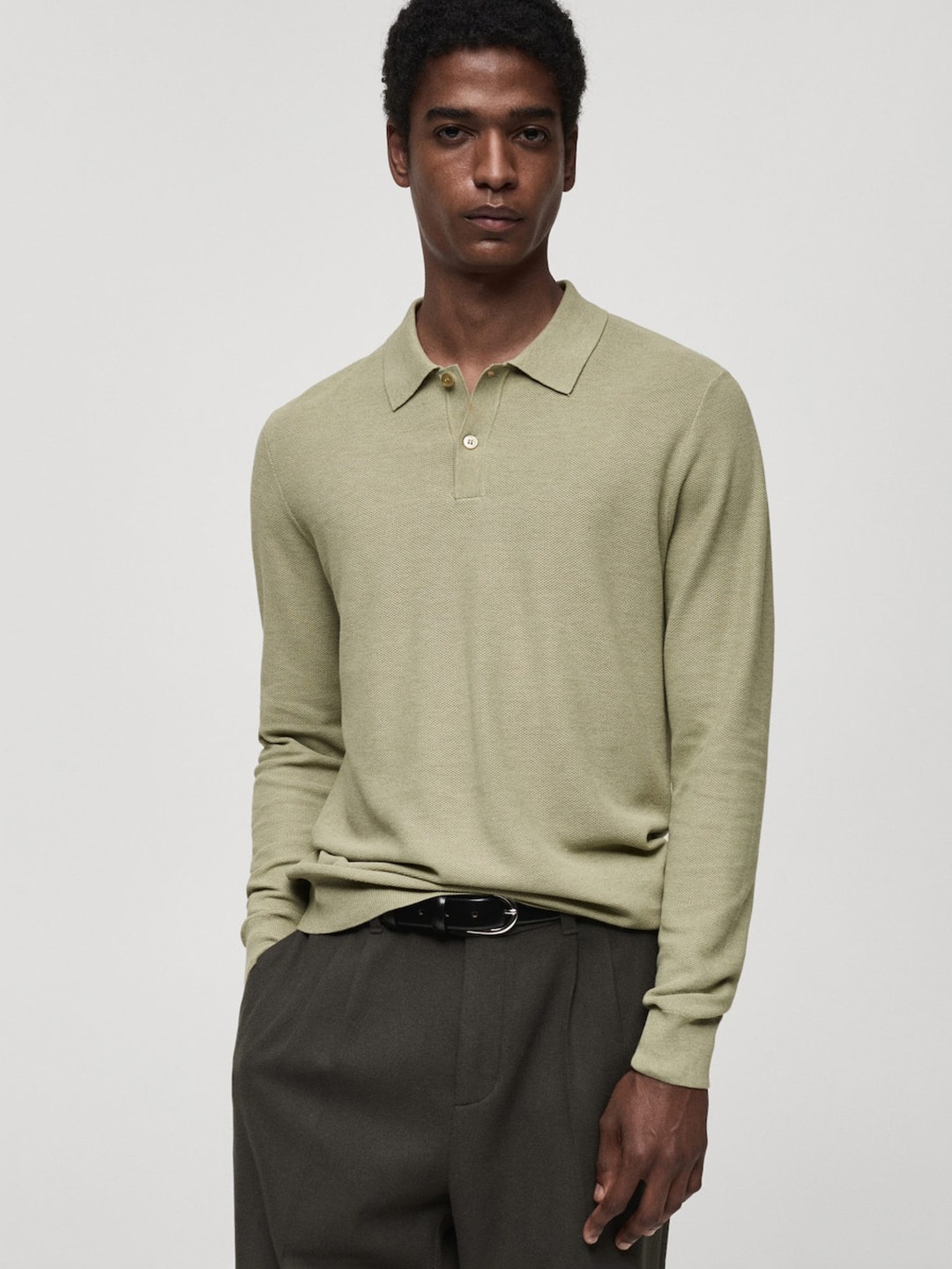 

MANGO MAN Textured Pullover, Green
