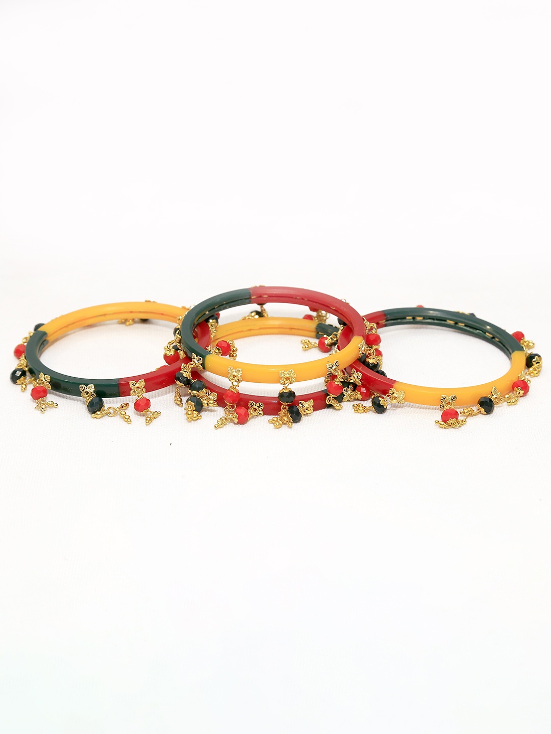 

Zindura Set Of 4 Gold Plated Crystals Bangles